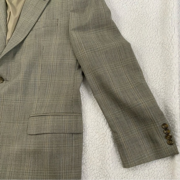 Lauren Ralph Lauren Blazer Sport Coat Jacket 42R 100% Wool Brown Tan Houndstooth - Picture 4 of 15